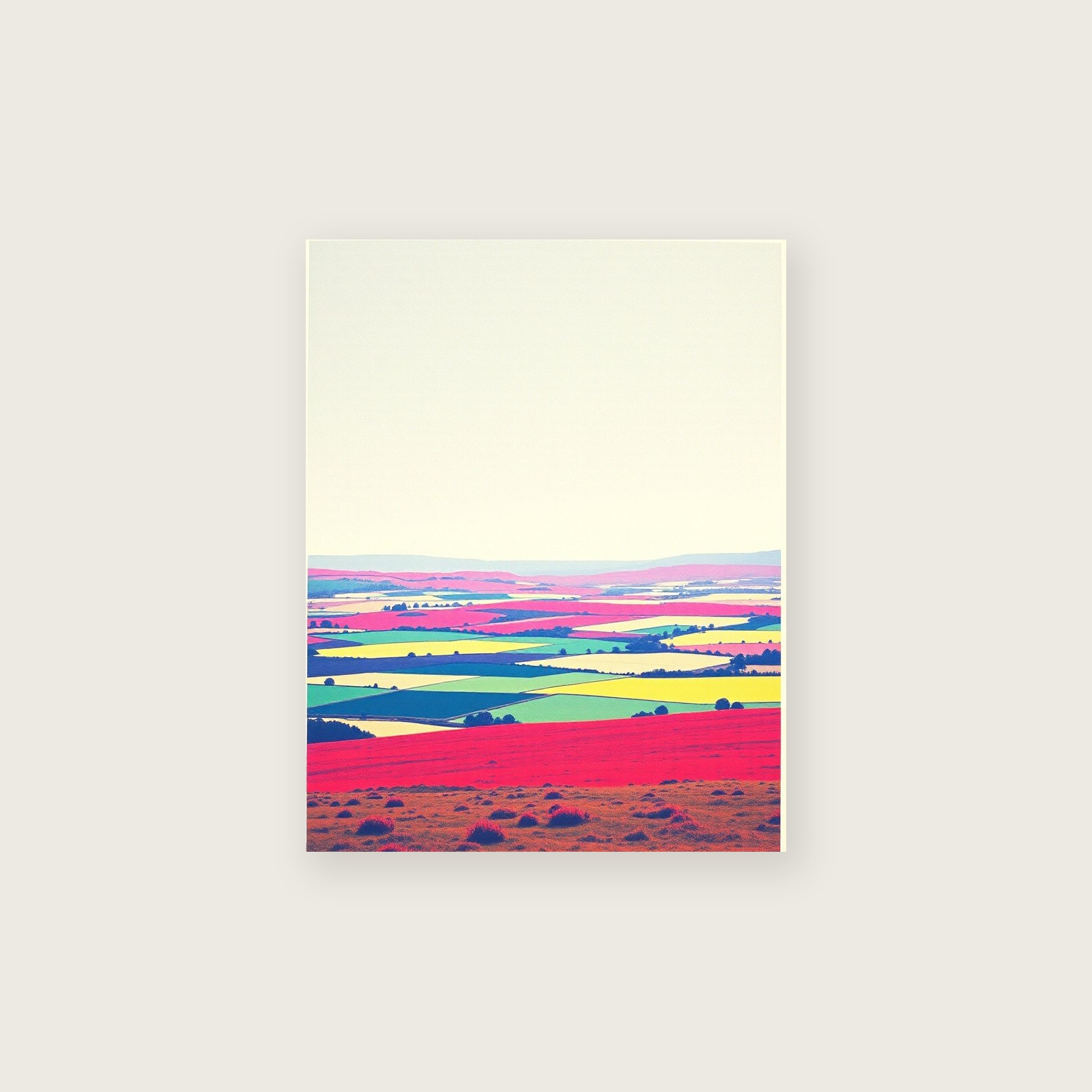 Exmoor Riso Print - Framed Colourful Landscape Wall Art, unframed print