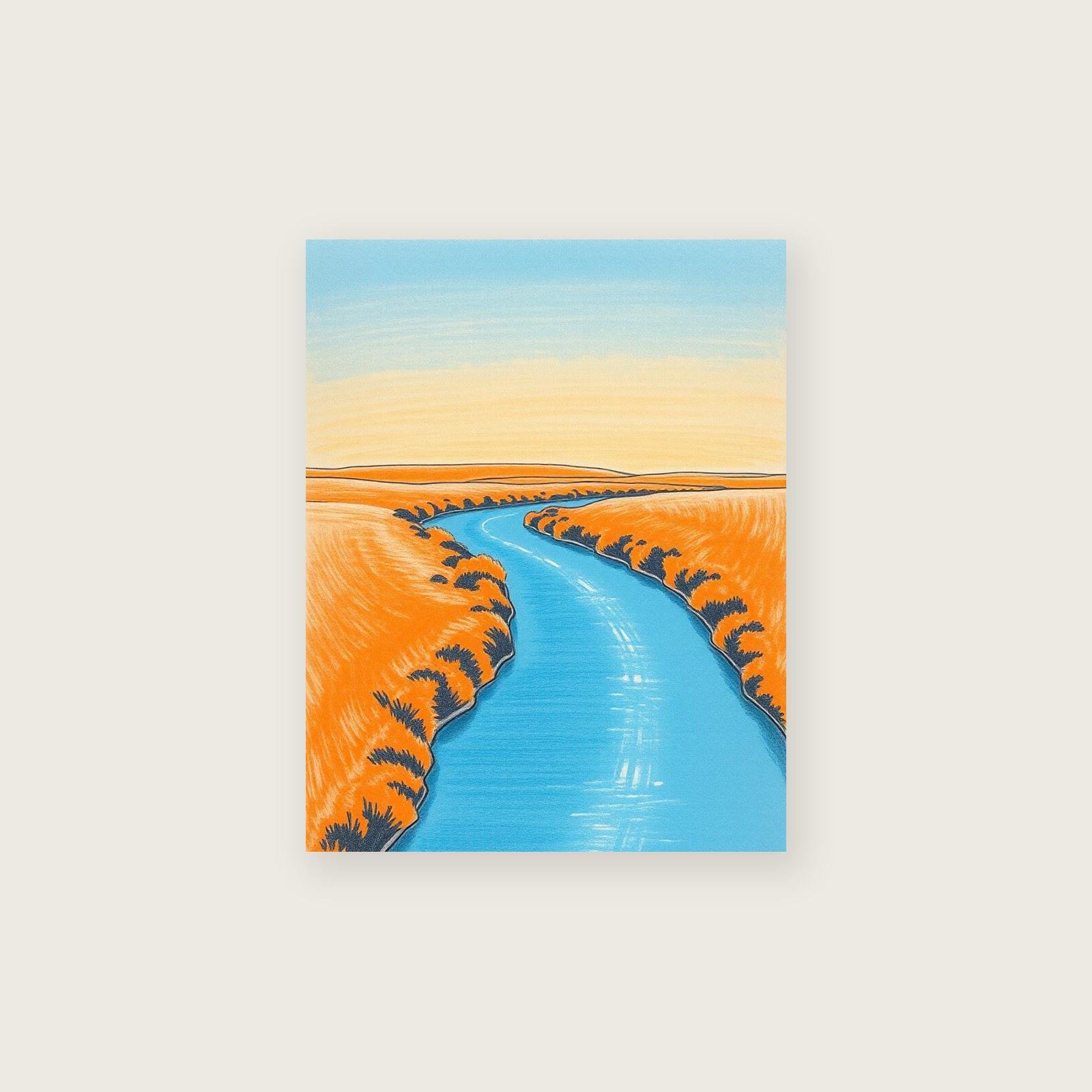 The River Dee at Chester - Framed Pastel Landscape Print in Bold Colour, unframed print