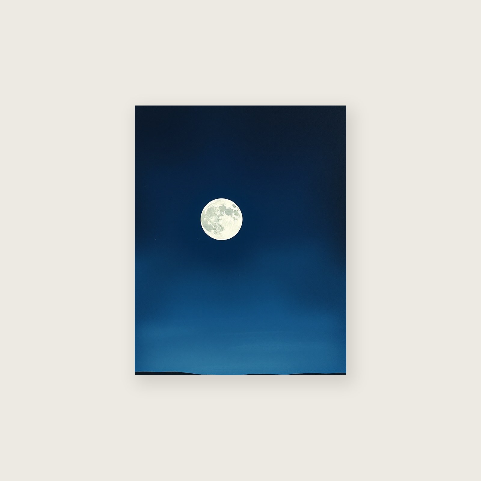 Framed Gouache Print of A Snow Moon in February - Two Tone Celestial Wall Art, unframed print