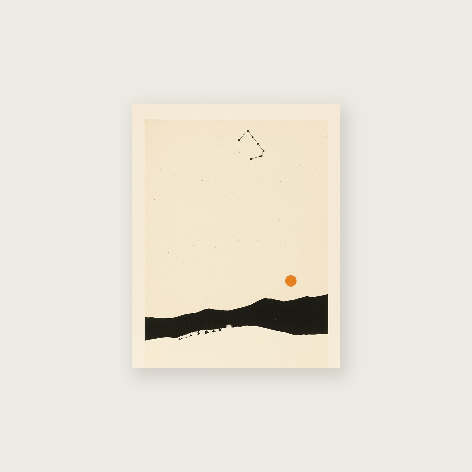 The Constellation Aquila Monotype Print - Framed Neutral & Beige Celestial Wall Art, unframed print