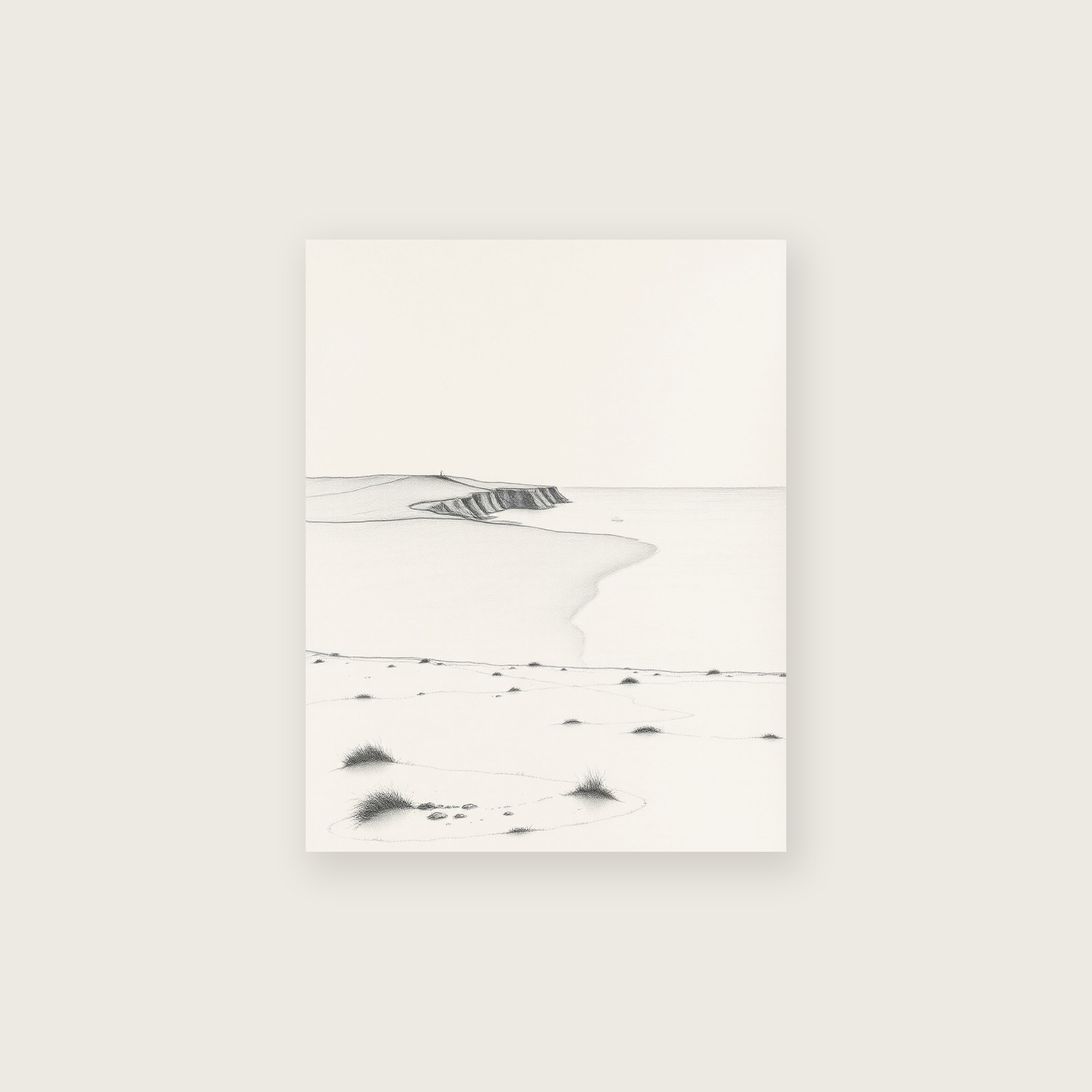The Pembrokeshire Coast Landscape Wall Art - Framed Black & White Charcoal Print, unframed print