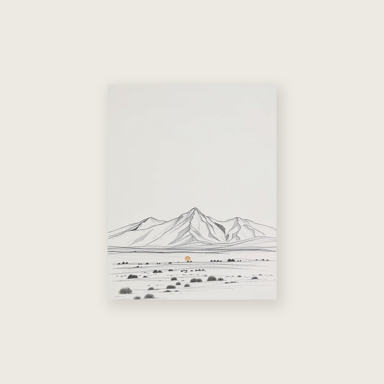 The Cairngorms - Pencil Sketch Landscape Print in Neutral & Beige - Unframed Print, A3
